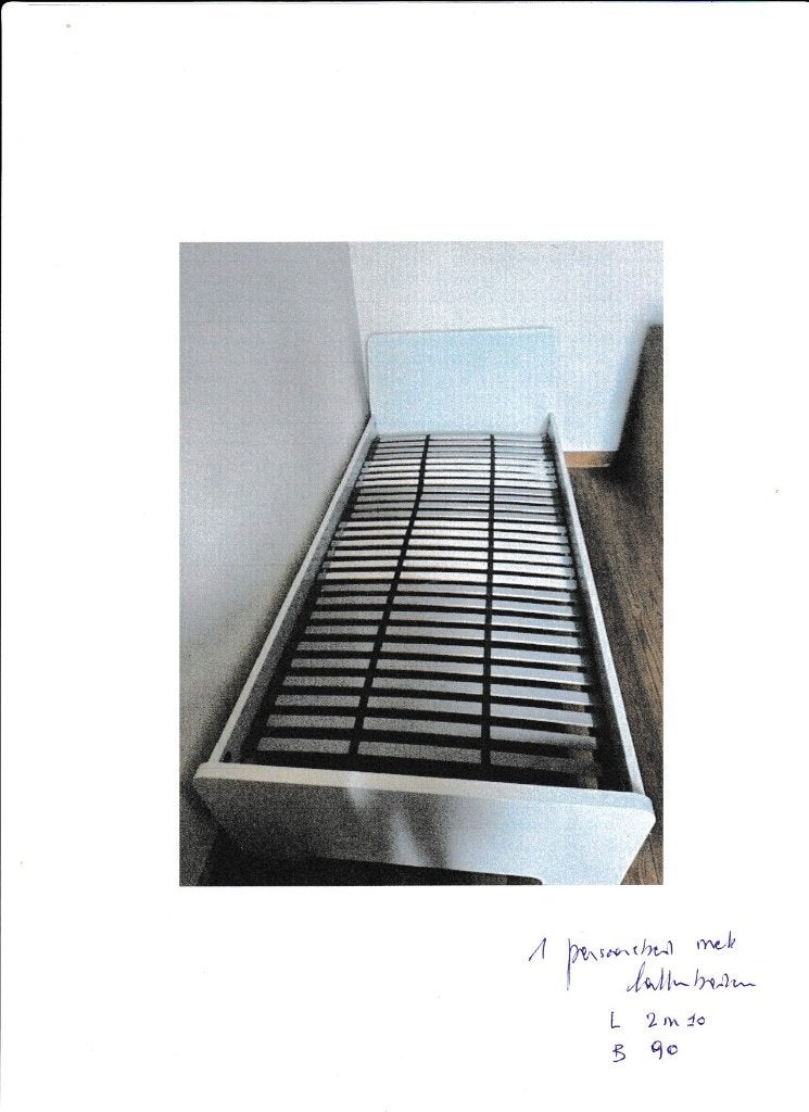 bed met lattenbodem, Ophalen, 90 cm, Eenpersoons, Wit
