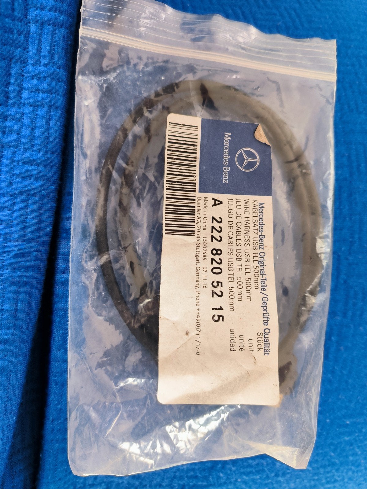 Mercedes A222 820 52 15 USB kabel origineel 500MM, Computers en Software, Pc- en Netwerkkabels, Ophalen of Verzenden