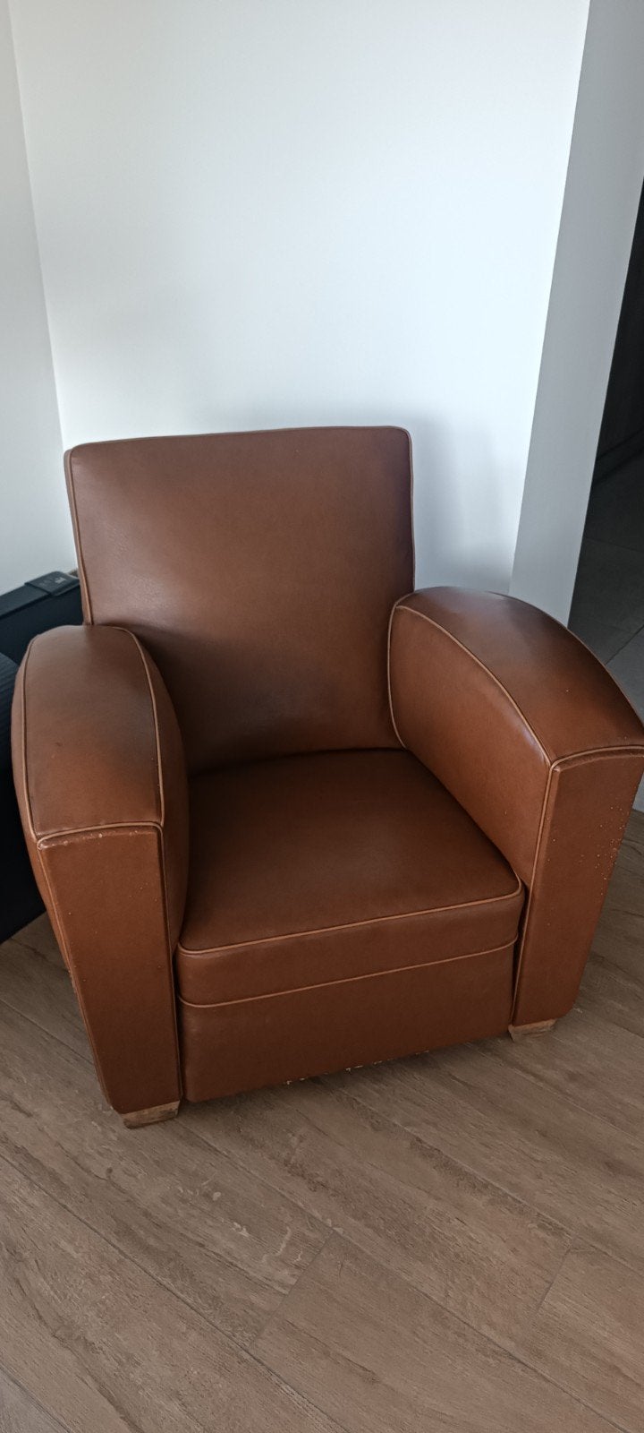 fauteuil ancien en cuir, Maison & Meubles, Enlèvement, Cuir