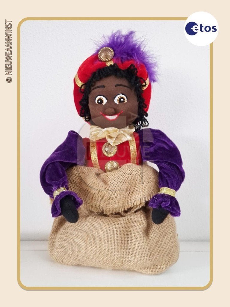 Nostalgische Etos Piet pop in zak - rood/paars - 40cm, Envoi, Comme neuf