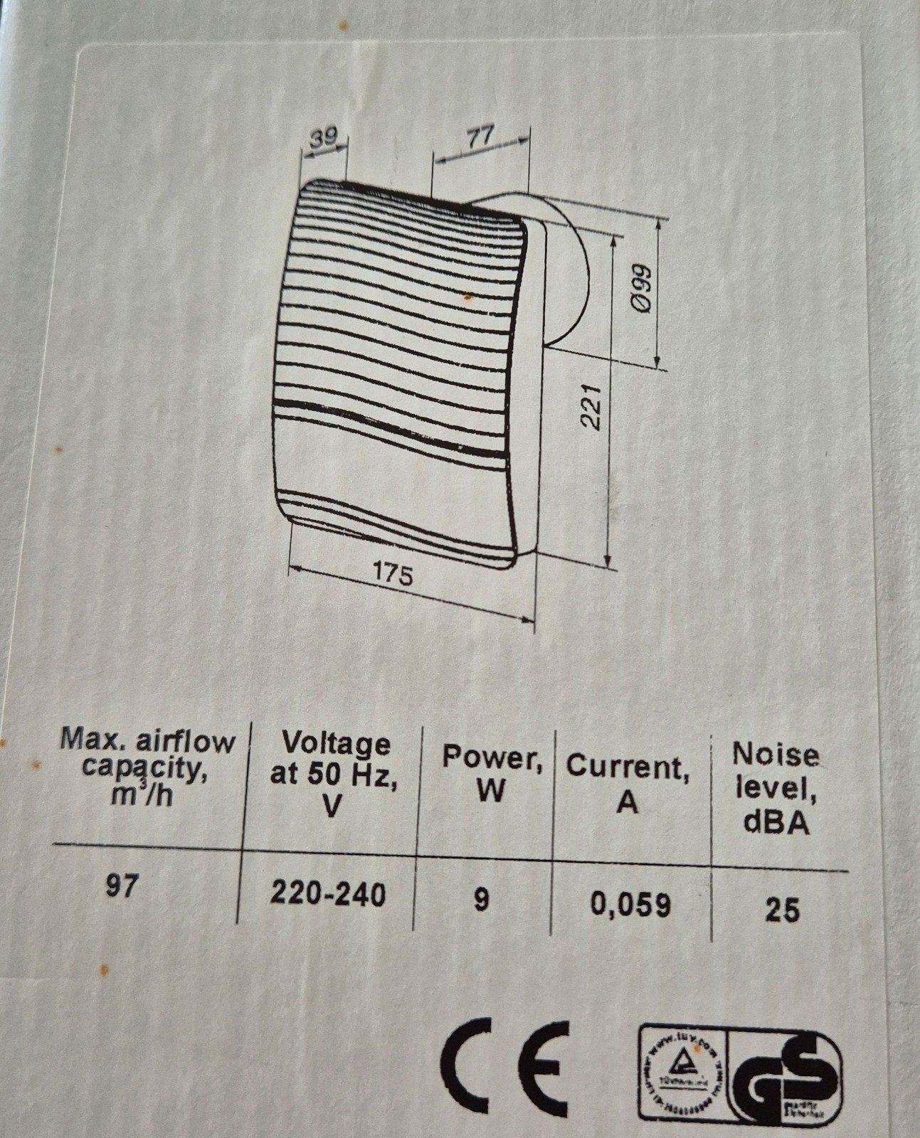Ventilateur mural et de plafond SIKU 240 V 97 m³/h 100 (NOUV, Bricolage & Construction, Ventilation & Extraction, Enlèvement ou Envoi