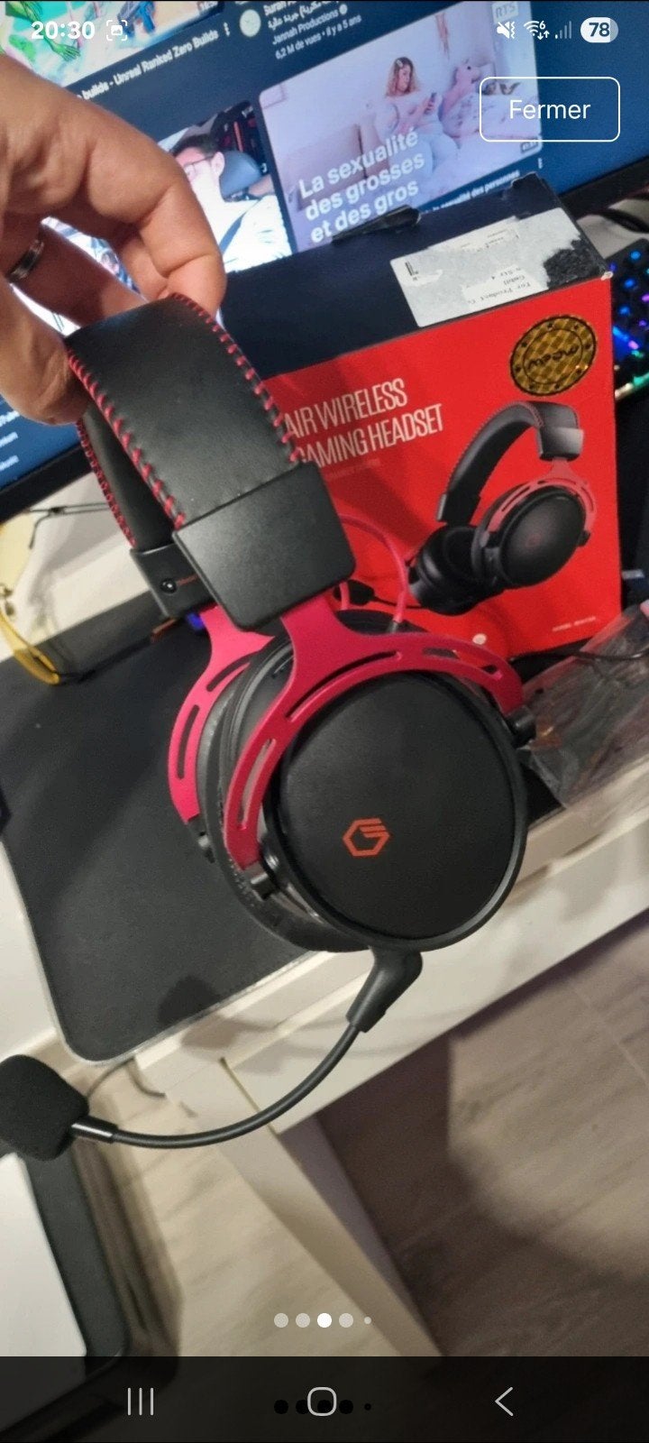 Casque Gaming Sans Fil RGB – Micro intégré – 2.4G Wireless, Enlèvement ou Envoi, Casque gamer, Utilisé, Sans fil