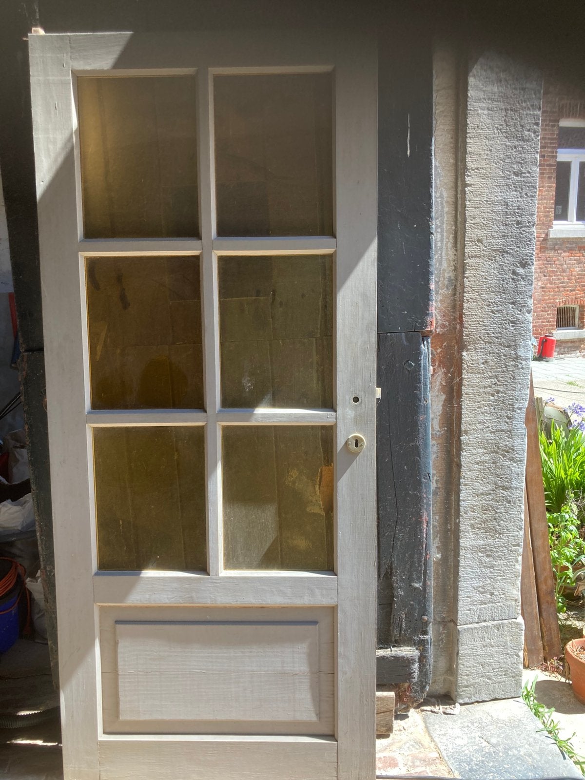 Vol houten binnendeur, Doe-het-zelf en Bouw, Ophalen, Zo goed als nieuw, Glas, Binnendeur