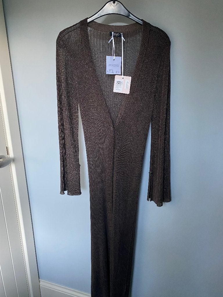 Liu Jo lange bruine lurex cardigan - M/L - NP 229,90 euro, Ophalen of Verzenden, Nieuw, Maat 38/40 (M), Bruin