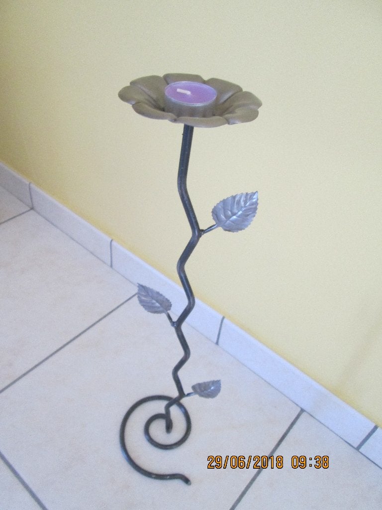 Bougeoir en fer forgé sur pied Design, Ophalen, 50 tot 75 cm, Zwart, Nieuw