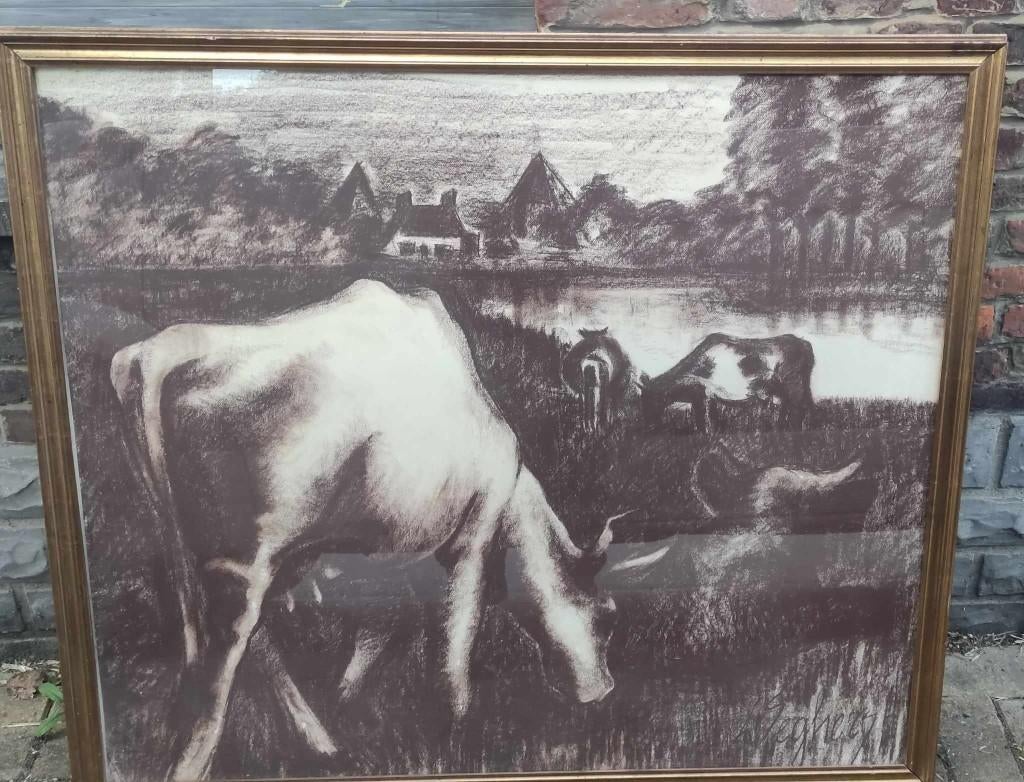 dessin vaches signe L seghers, Ophalen