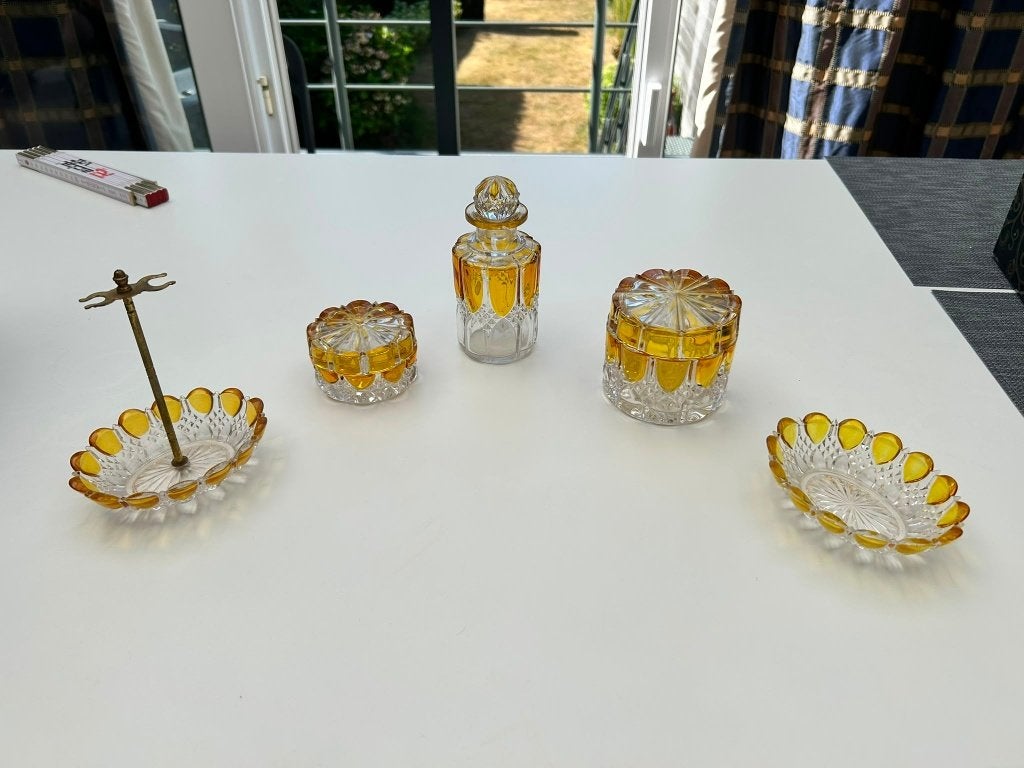 Kristallen toiletset van Val Saint Lambert, Antiek en Kunst, Antiek | Glaswerk en Kristal, Ophalen