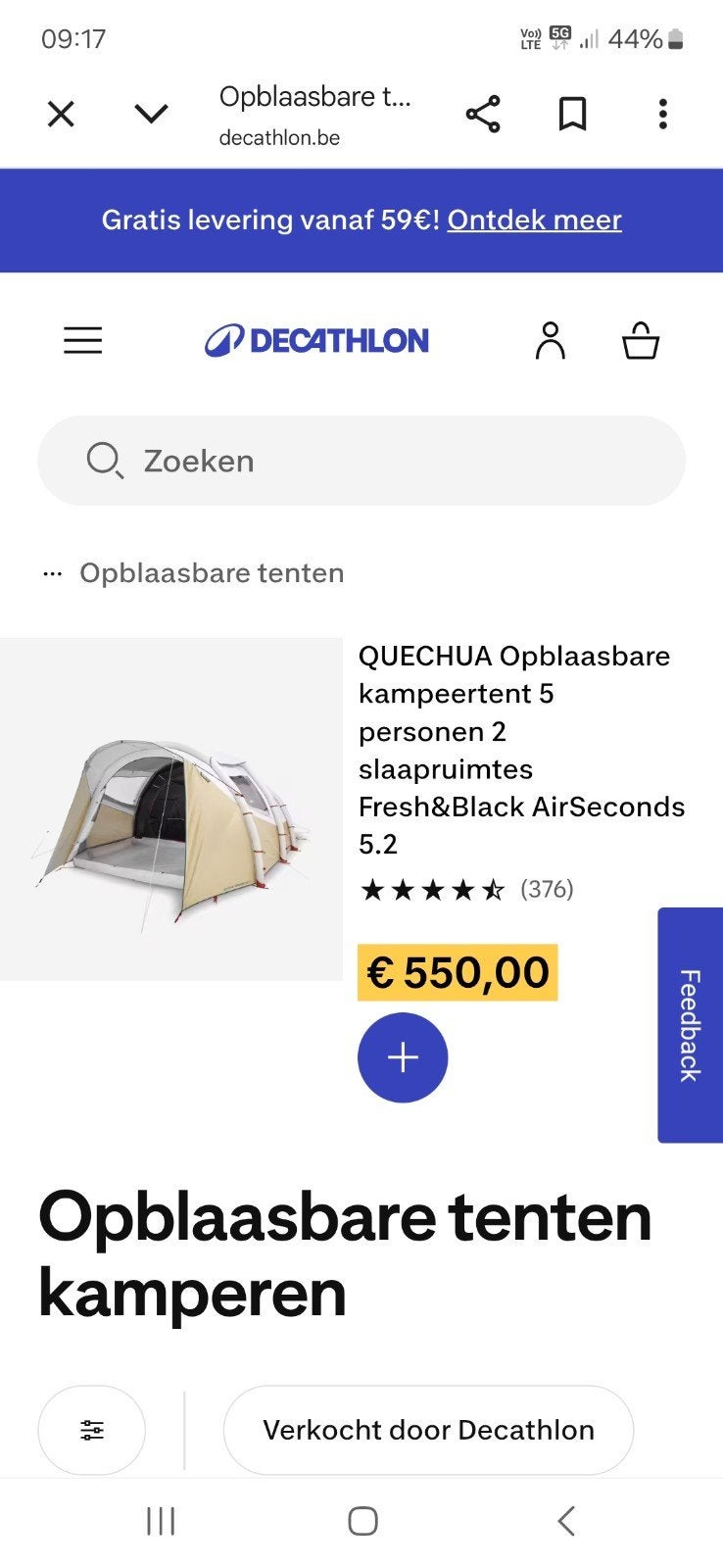 quechua air seconds 5.2, Enlèvement