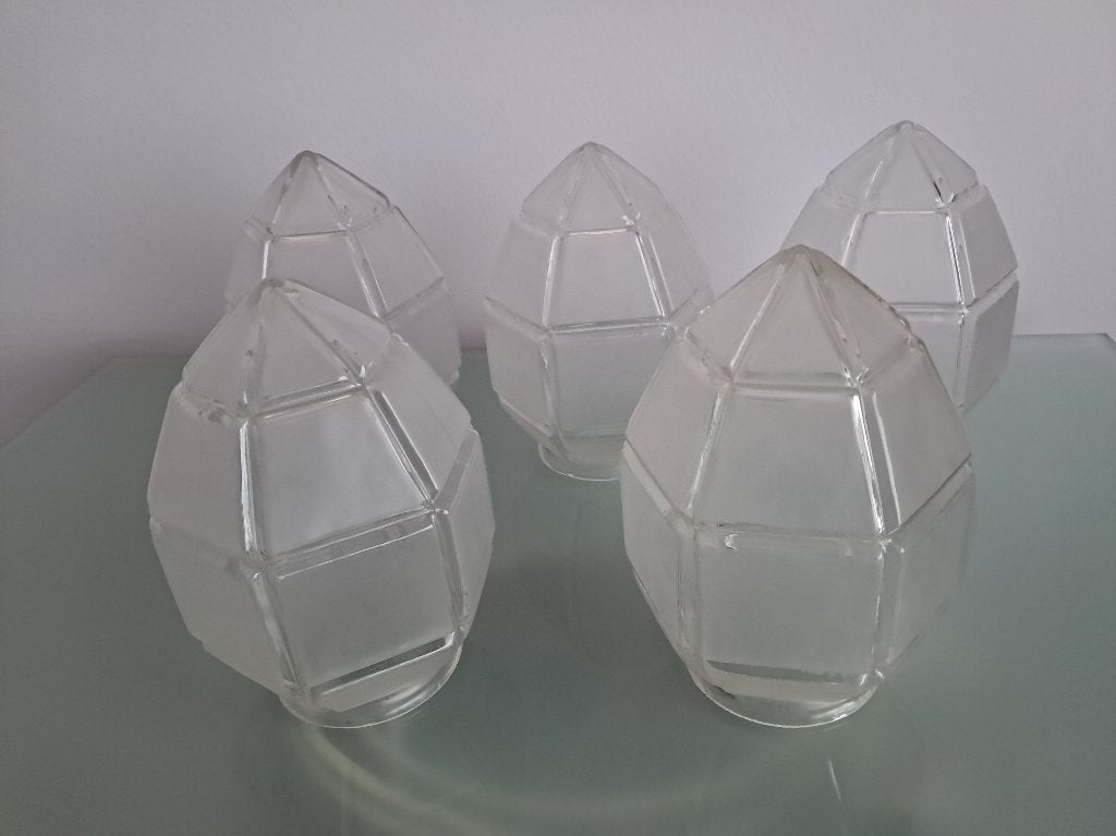 5 Art Deco matglazen kappen, Ophalen