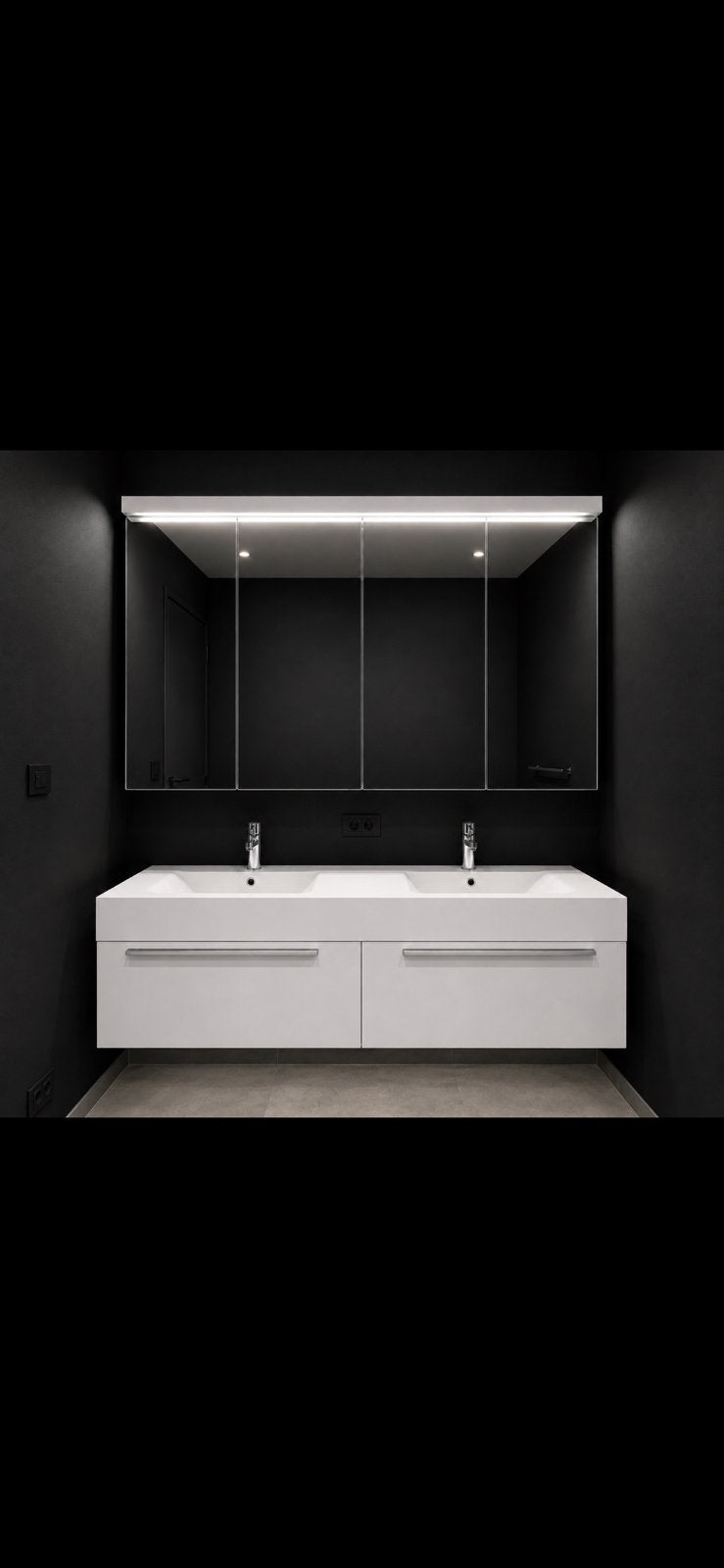 Meuble de salle de bain avec armoire à miroir 160 cm, 25 à 50 cm, Armoire à miroir, 150 à 200 cm, Comme neuf