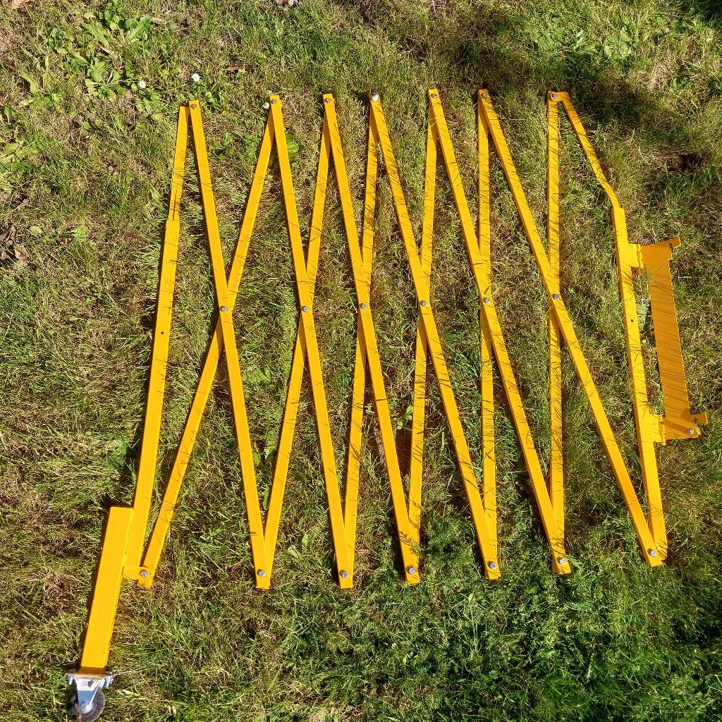 Uitschuifbare mobiele stalen barrière - H 120 cm x L 3m+, Ophalen
