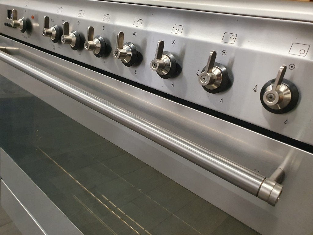🔥SMEG Fornuis 90cm breed RVS 1 elektrische oven 6 pits, Ophalen, 60 cm of meer, Zo goed als nieuw, Energieklasse A of zuiniger