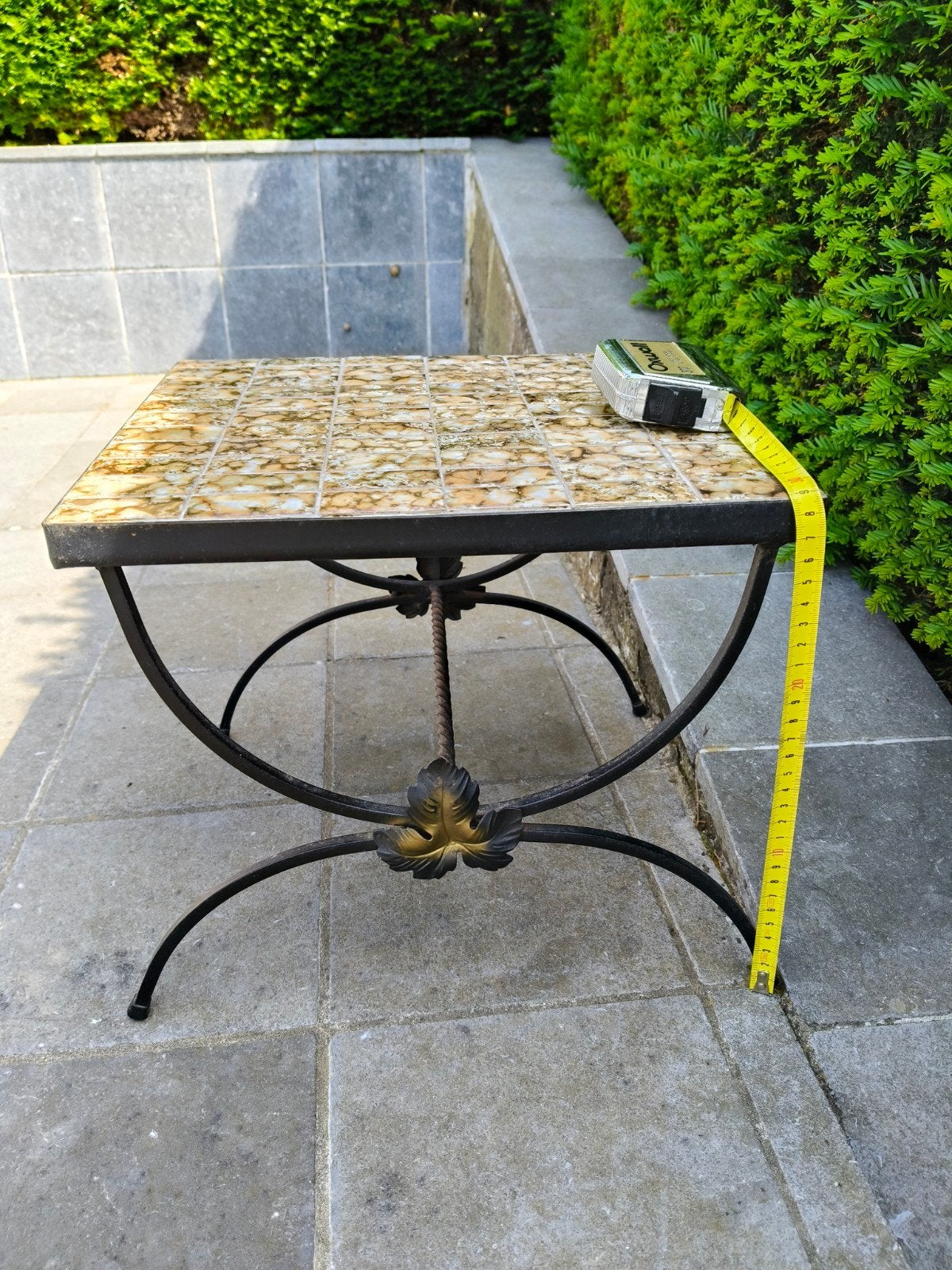 Laag siertafeltje / bijzettafeltje met tegelblad, Ophalen, Minder dan 45 cm, Minder dan 55 cm, Vierkant