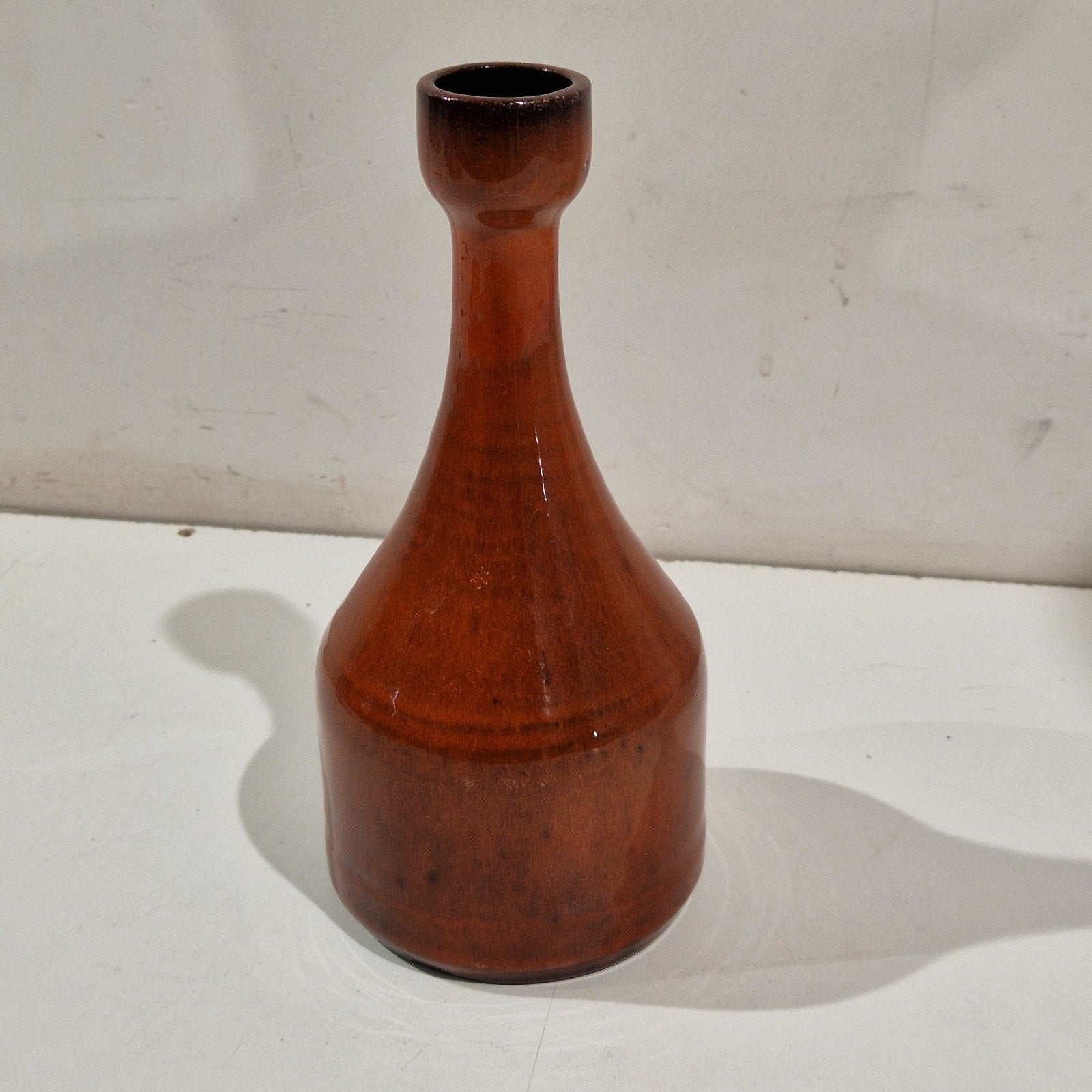 oranje vaas met hals door Amphora of Perignem, Ophalen of Verzenden