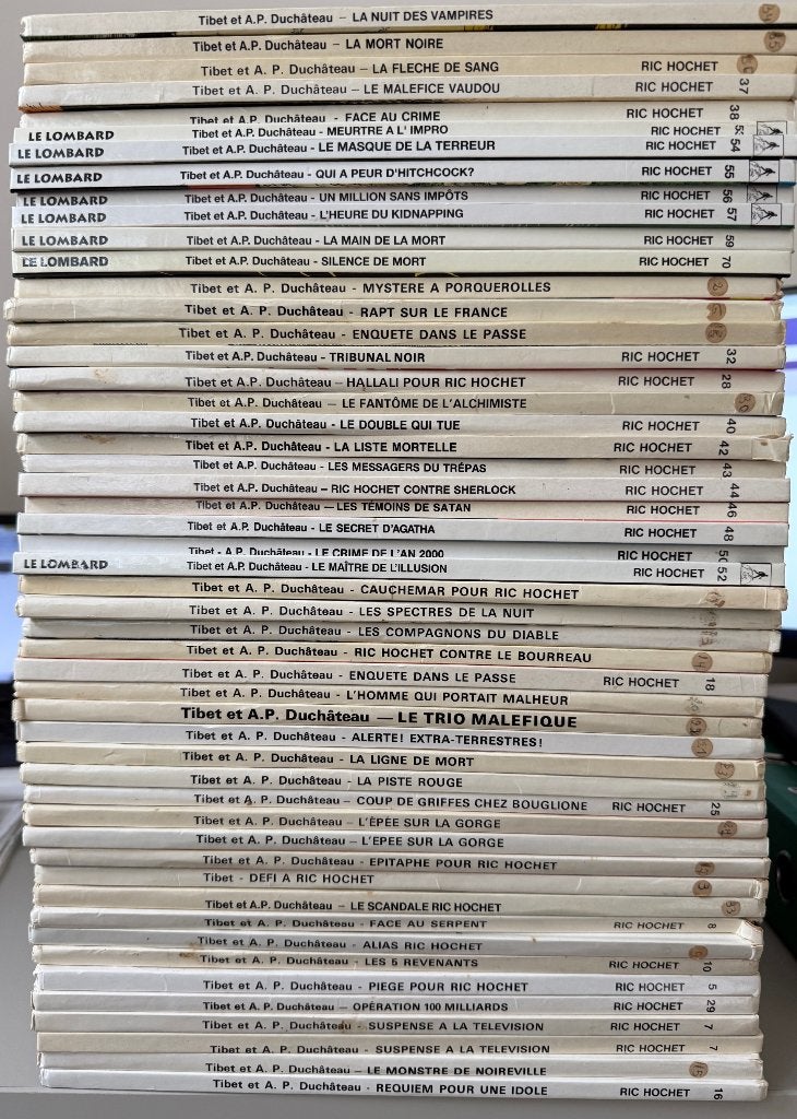 Lot de 52 BD de Ric Hochet, Livres, Plusieurs BD, Enlèvement, Utilisé, Tibet et A.P. Duchateau