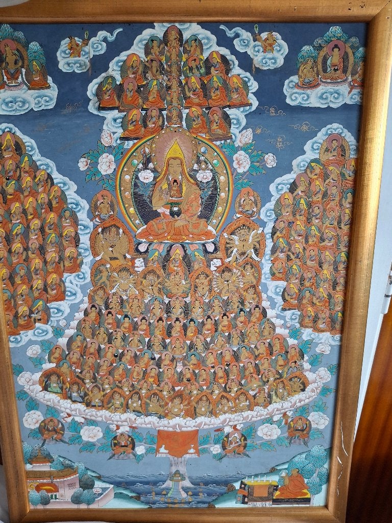THAGKA MET DE LEVENSBOOM. Tibet. 20e eeuw., Ophalen, Doek