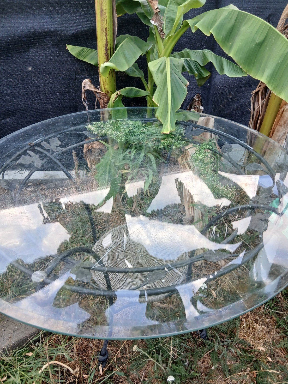 ronde glazen tuintafel, Ophalen