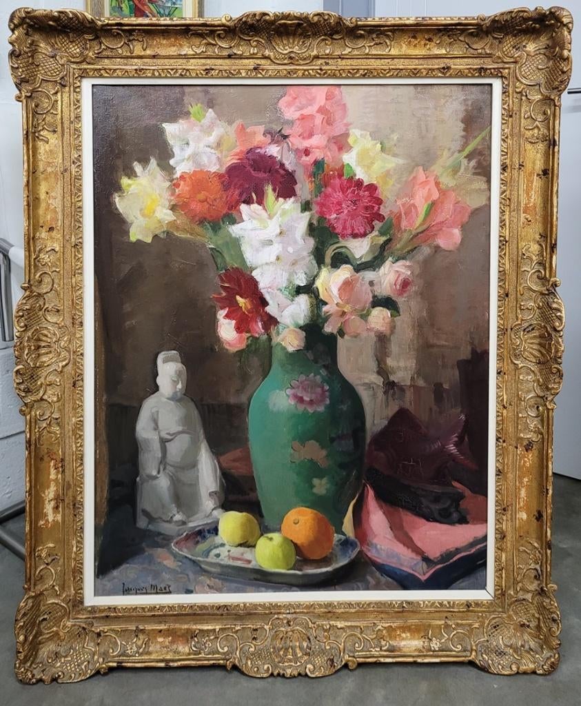 Jacques MAES, vaas met bloemen, Antiquités & Art, Enlèvement