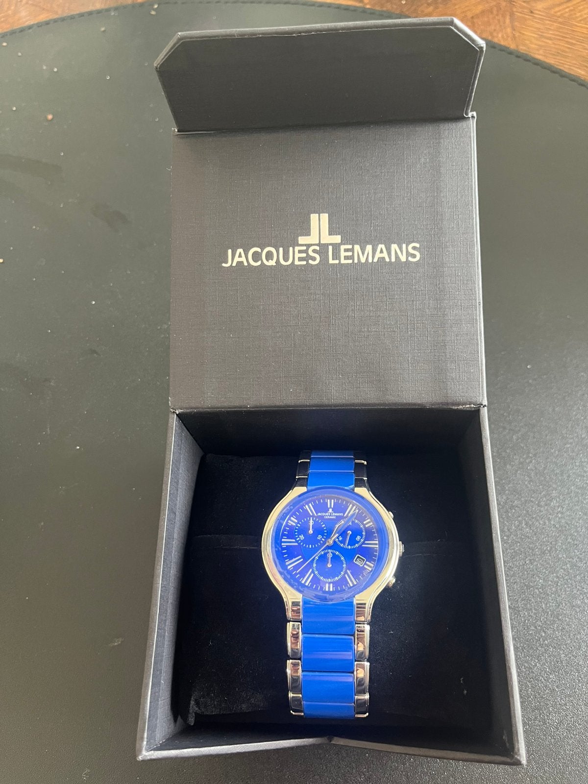 Jacques Lemans 1-1721 chronograaf – blauw – doos, Handtassen en Accessoires, Horloges | Heren, Ophalen of Verzenden