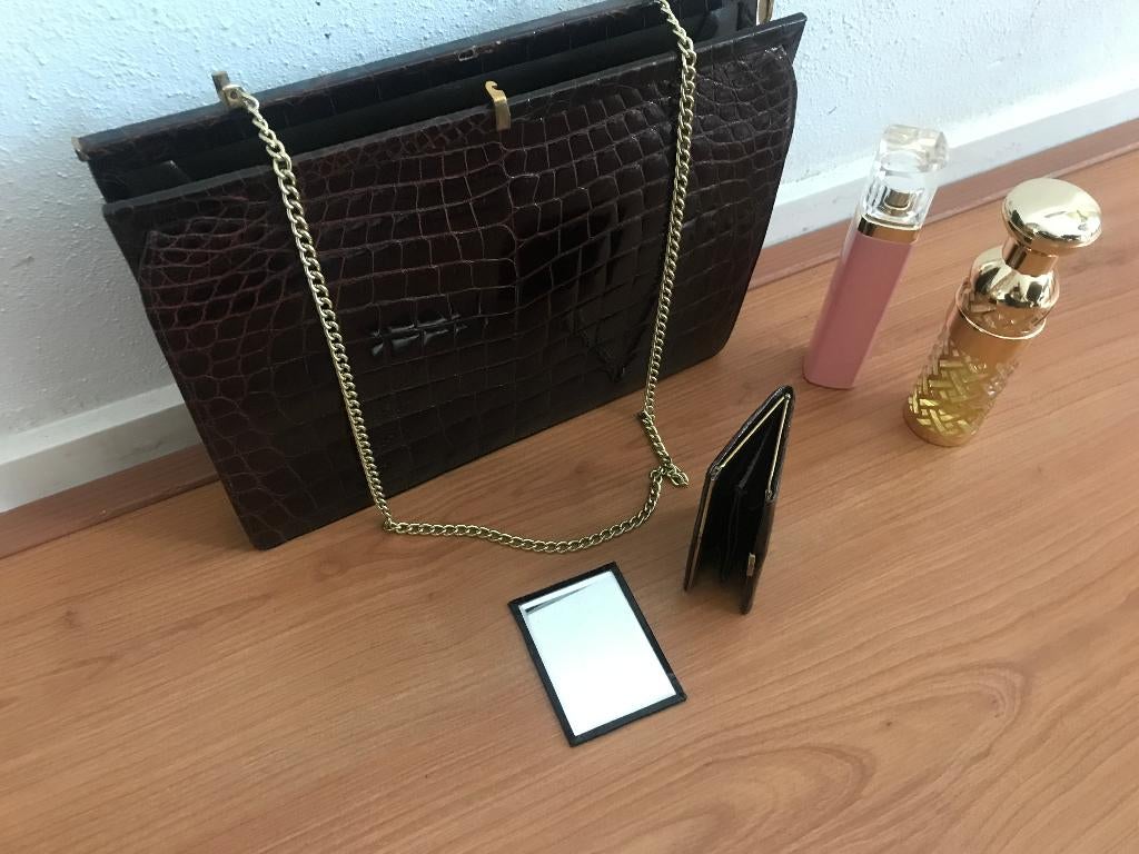 Handbag , Handtas Echt Krokodillenleer 1964 Cocktail Set, Handtassen en Accessoires, Tassen | Damestassen, Ophalen of Verzenden