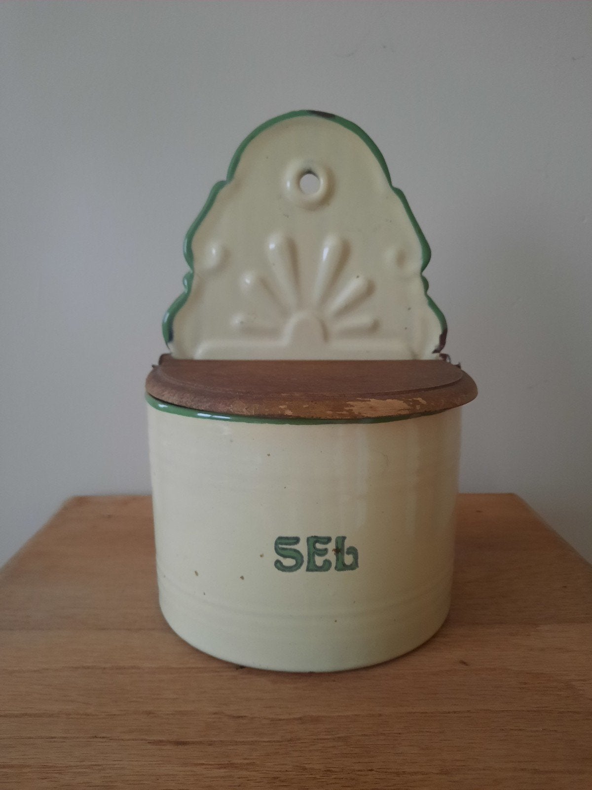 pot à sel en émail vintage, Enlèvement ou Envoi