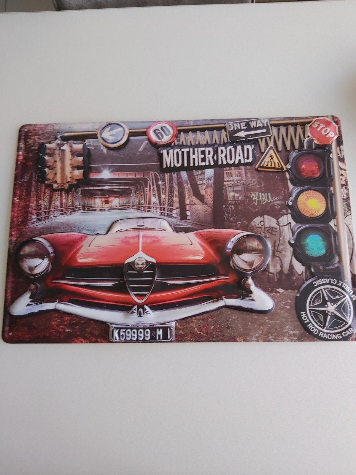 Vintage metalen plaat, Ophalen