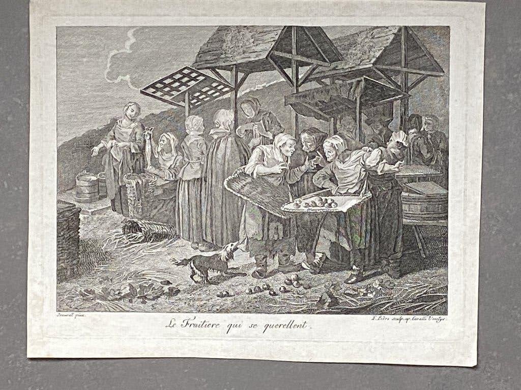 Ets  XVIIIe eeuw Jeaurat Pedro  Cavalli Venetys Venetië, Ophalen of Verzenden, Dagelijks leven, Ets, 1700 - 1799