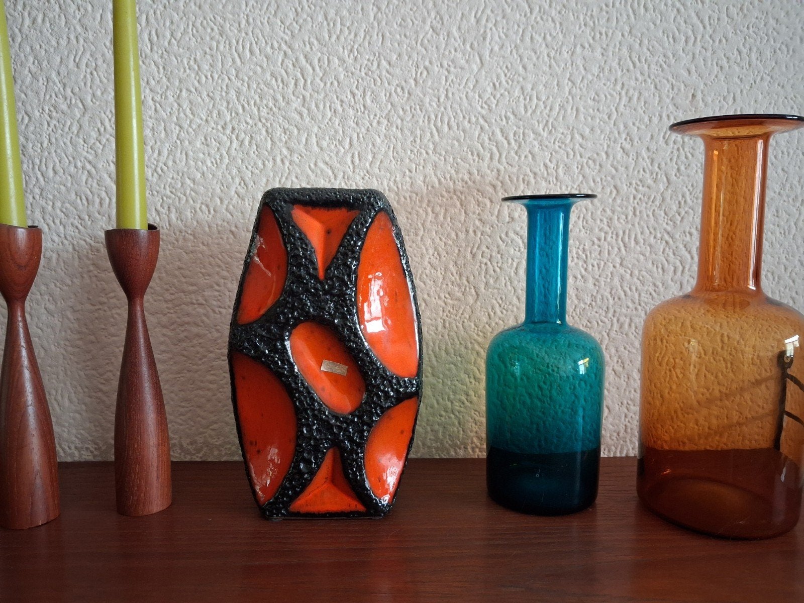 vase Roth vintage de l'Allemagne de l'Ouest modèle 311 Fat L, Antiquités & Art, Enlèvement ou Envoi, Vase, Orange, Pierre/céramique