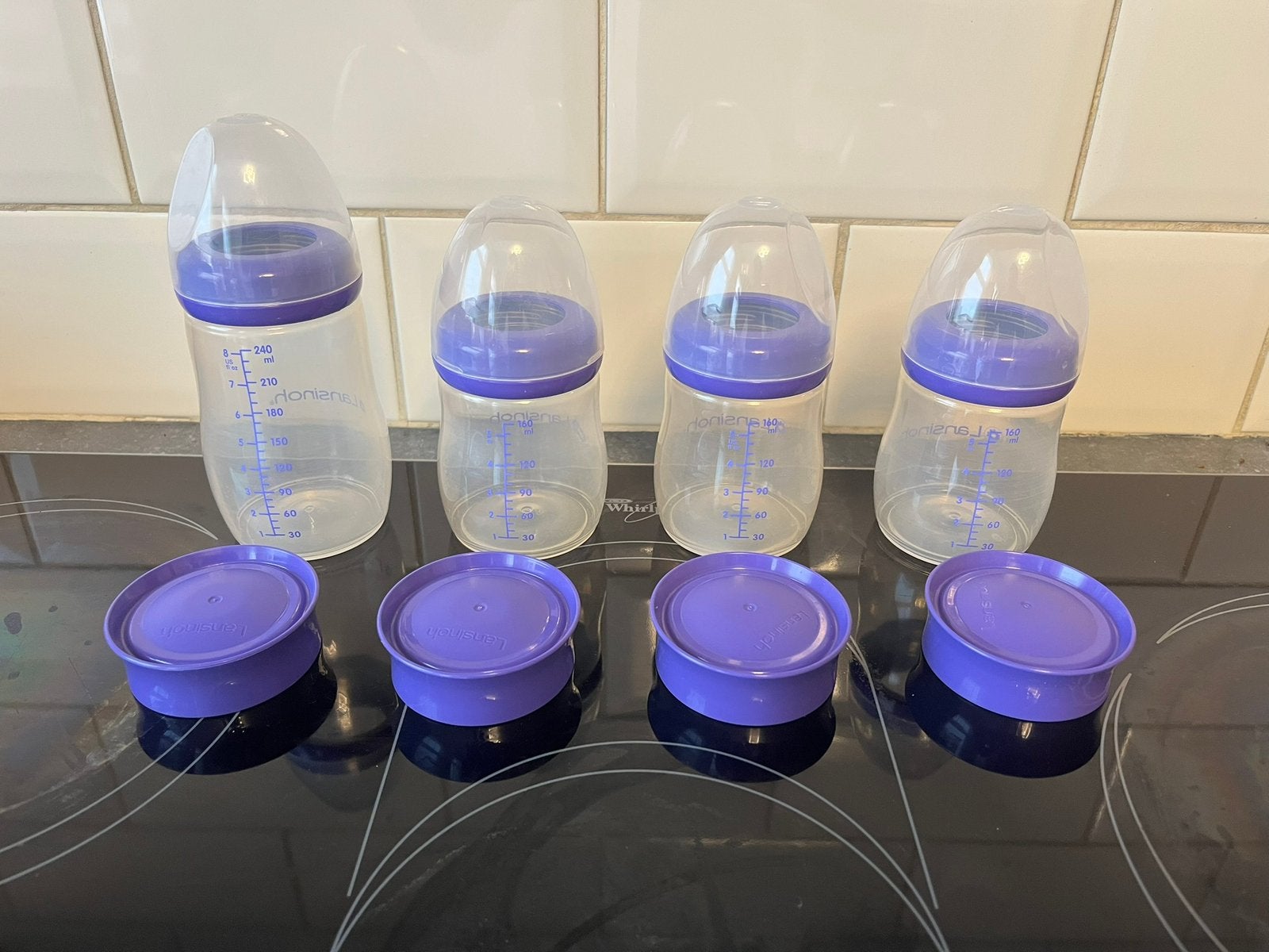 Biberons Lansinoh 3 plus petits + 1 grand, Portable, Enlèvement, Utilisé, Autres marques