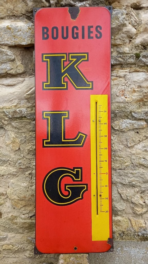 panneau d'affichage en émail, bougies, thermomètre KLG, Collections, Enlèvement ou Envoi, Utilisé, Panneau publicitaire