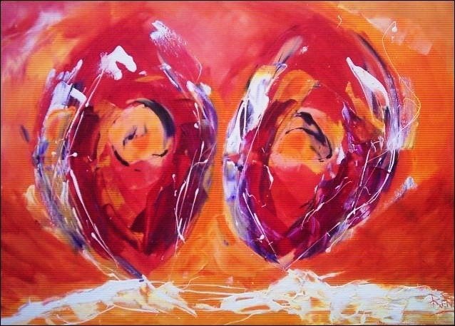 Kleurrijk canvas expressie, Antiek en Kunst, Ophalen of Verzenden