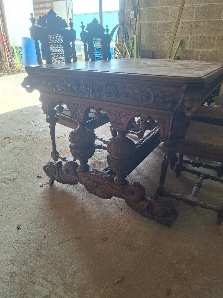 Table Malines ancienne avec 4 chaises, Antiquités & Art, Enlèvement