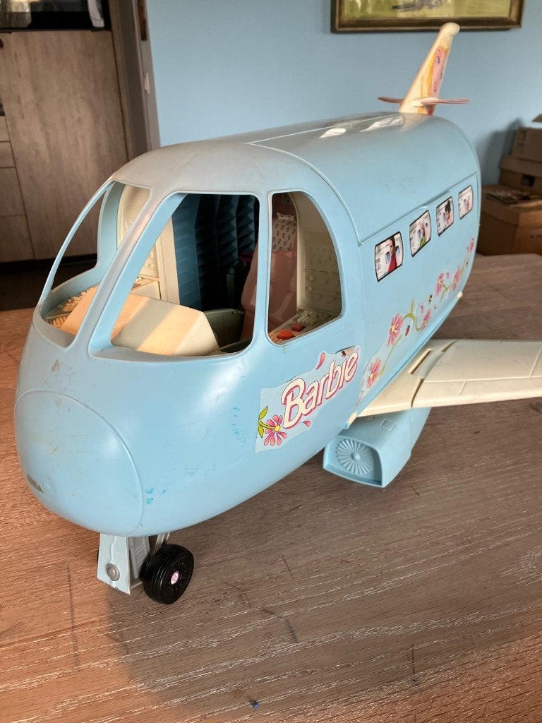 Groot vintage Barbie vliegtuig met microfoon, Enlèvement, Utilisé, Barbie