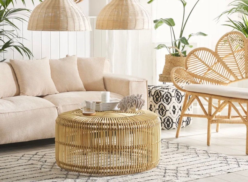 Salontafel Rotan van Beliani Nieuw kan binnen/buiten, Huis en Inrichting, Ophalen, Overige materialen, 50 tot 100 cm, Ibiza/Boho/Botanisch