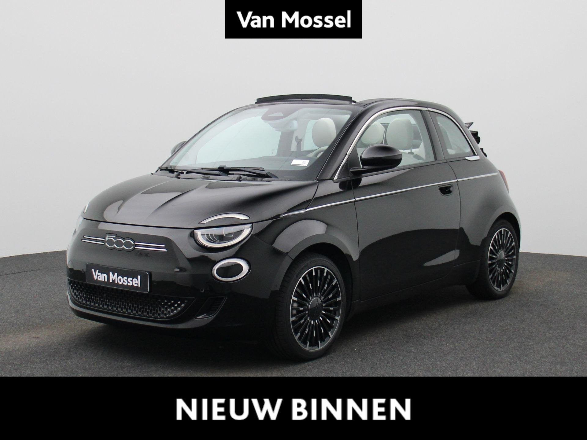 Fiat 500C 500e 42 kWh La Prima, Auto's, 4 zetels, Stof, Cabriolet, Zwart