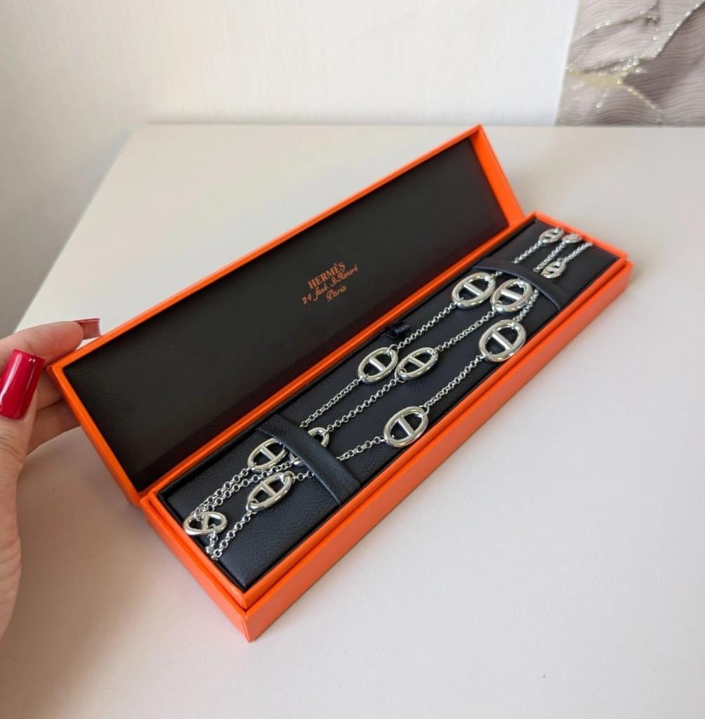 Hermès Hermes Farandole ketting 120 cm origineel zilver, Ophalen of Verzenden, Overige materialen, Ketting
