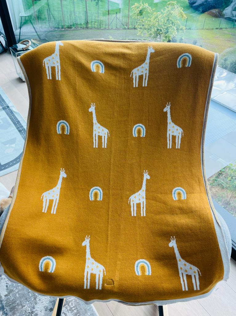 Couverture En Jacquard Girafe Tiga - Noukie's, Enlèvement, Comme neuf, 85 à 100 cm, Couverture