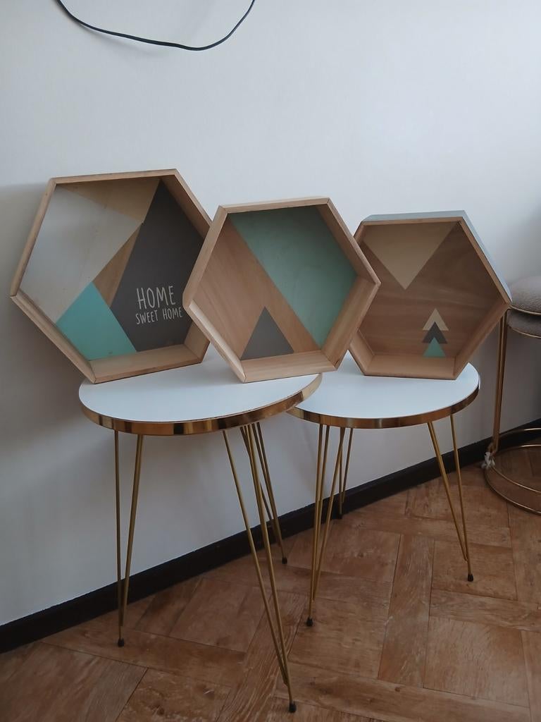 Set van 3 zeshoekige houten planken - Scandinavische/Boho-st, Huis en Inrichting, Ophalen of Verzenden