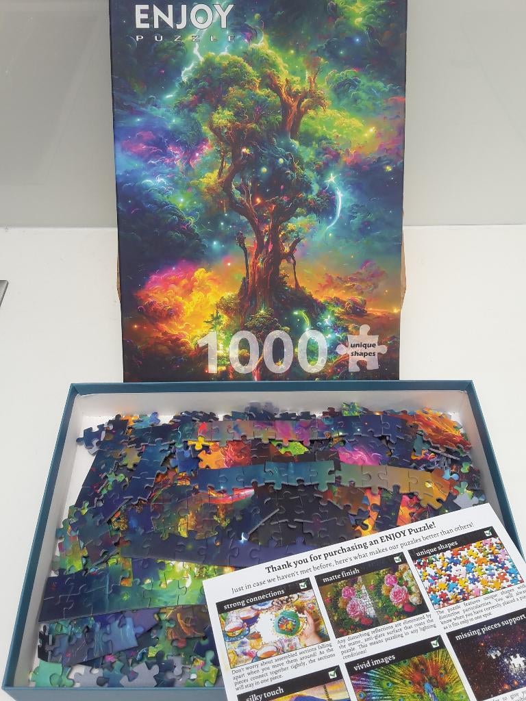 Mooie puzzel Enjoy - Cosmic Tree of Life, 1000 stukjes, a.n., Ophalen of Verzenden, 500 t/m 1500 stukjes, Zo goed als nieuw, Legpuzzel