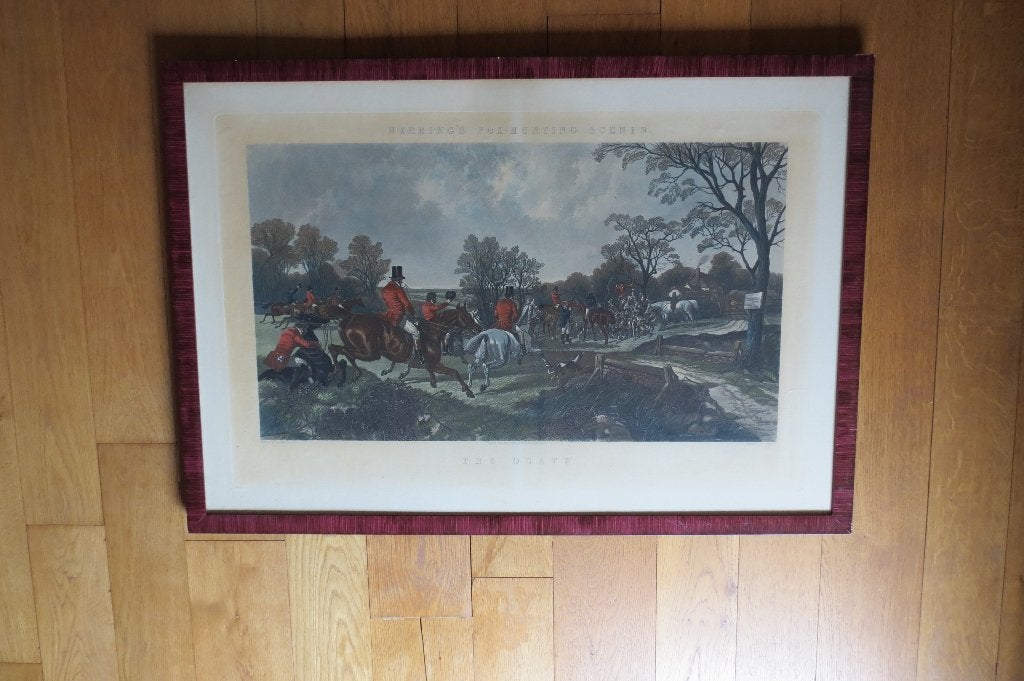 1 reproductie  van royal hunt in Windsor Park, Antiek en Kunst, Ophalen, Achter glas