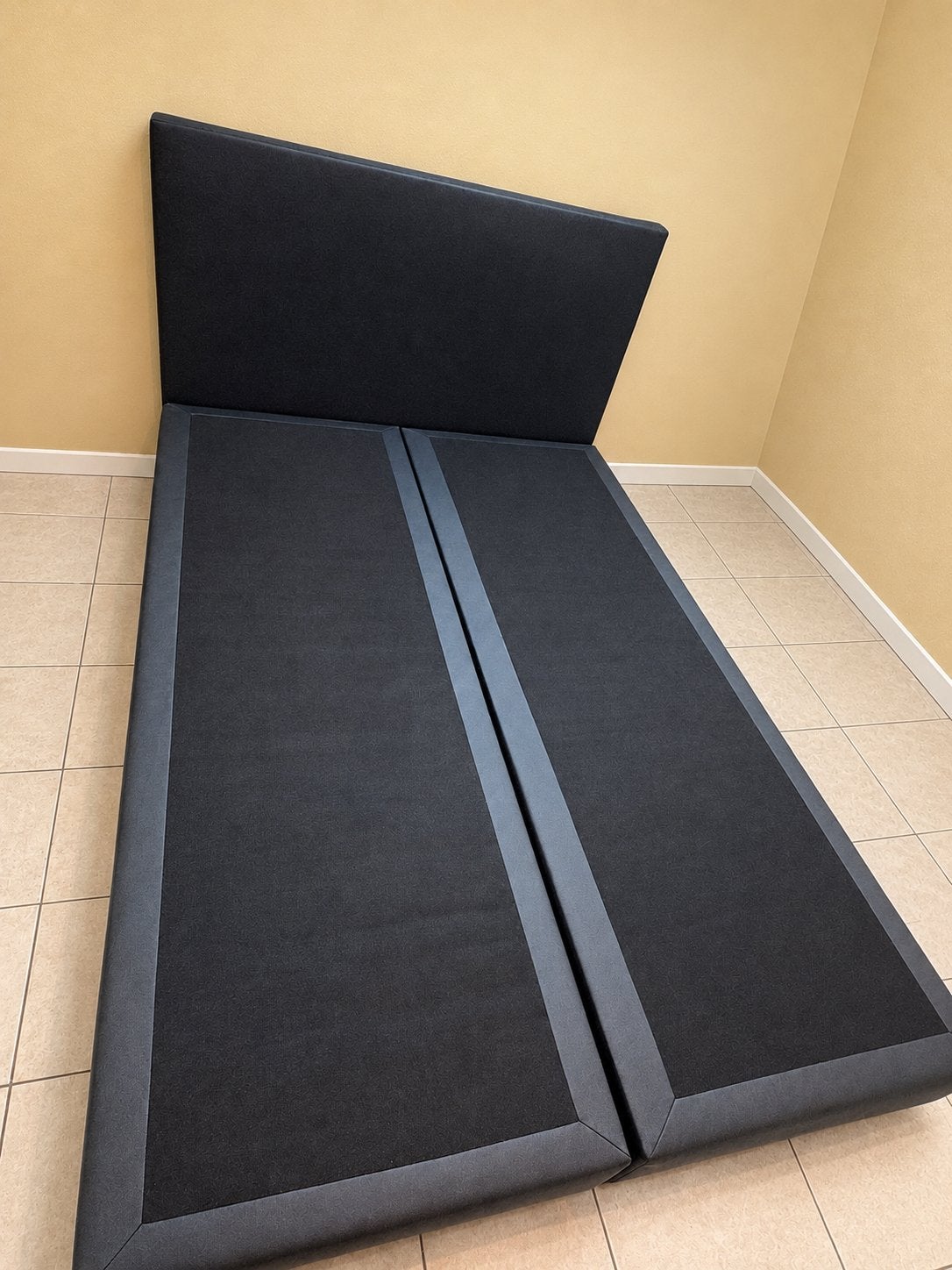 Bokspring lederlook, Huis en Inrichting, Ophalen, Zwart, Lederlook, Tweepersoons