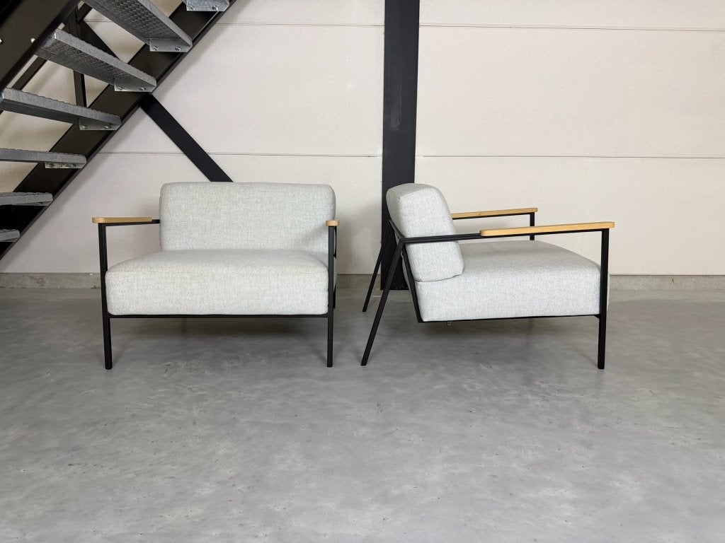 Studio Henk Co Lounge Chair – Set van 2 - Als Nieuw, Ophalen, Hout, Pode Jori Leolux Cassini, 75 tot 100 cm