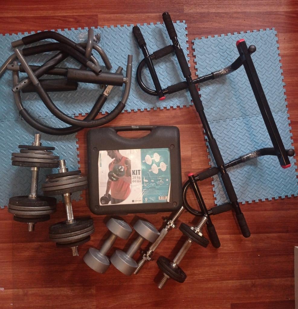 Lot de fitness complet - Haltères 5€, 10€, 20€,, Ophalen, Zo goed als nieuw, Armen, Halterset