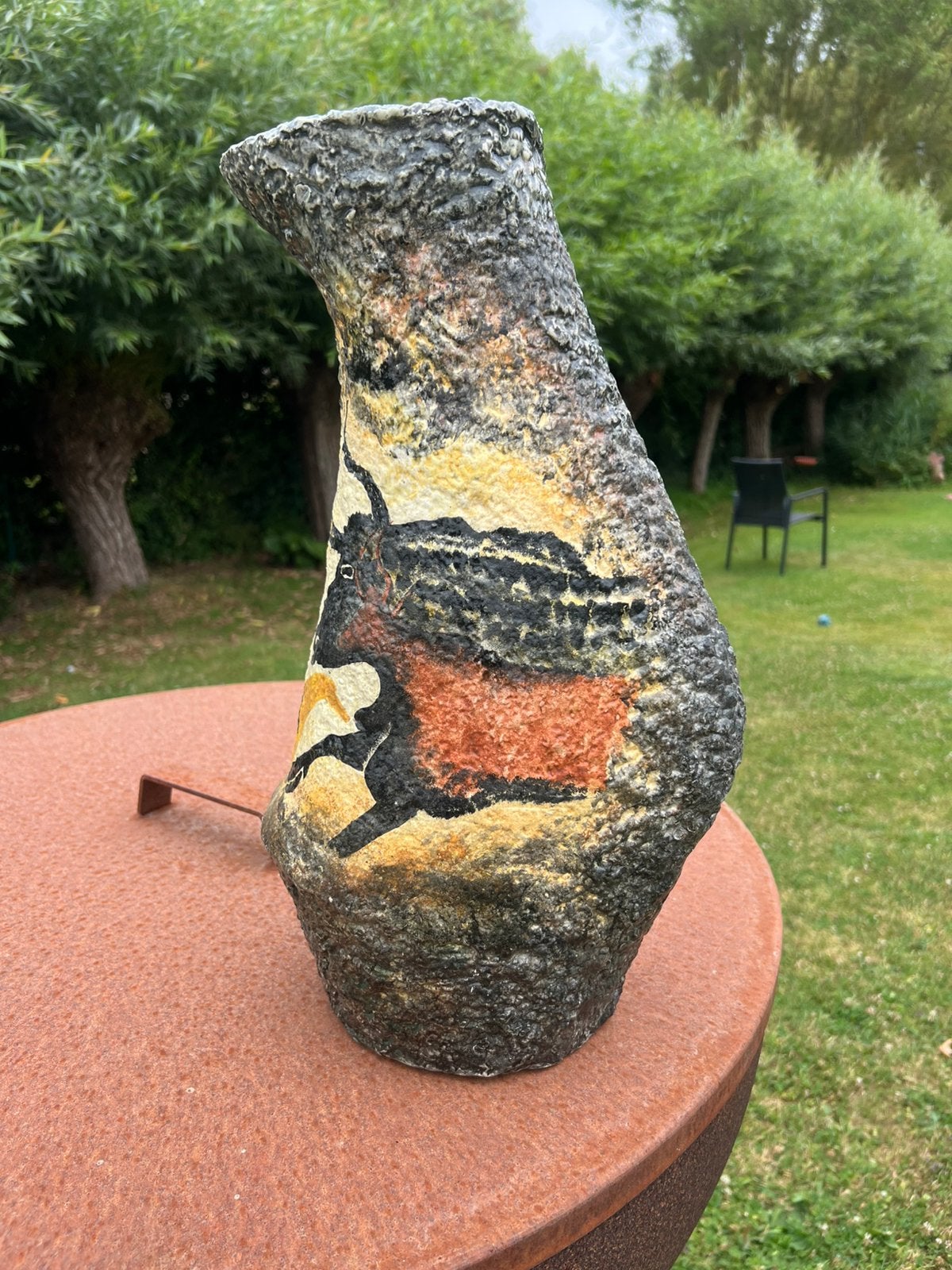 Vase Fat Lava Vintage — André Quiron (Vallauris) signé, Collections, Collections Autre, Comme neuf, Enlèvement