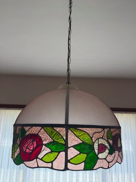 1 luster tiffany/murano stijl, Huis en Inrichting, Ophalen, Gebruikt, Glas, Brocante tiffany/murano stijl