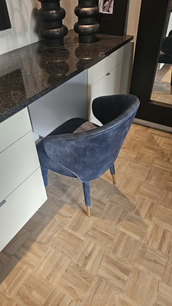 2 blauwe kaptafelstoelen – €40 samen, Maison & Meubles, Deux, Enlèvement, Utilisé, Bleu