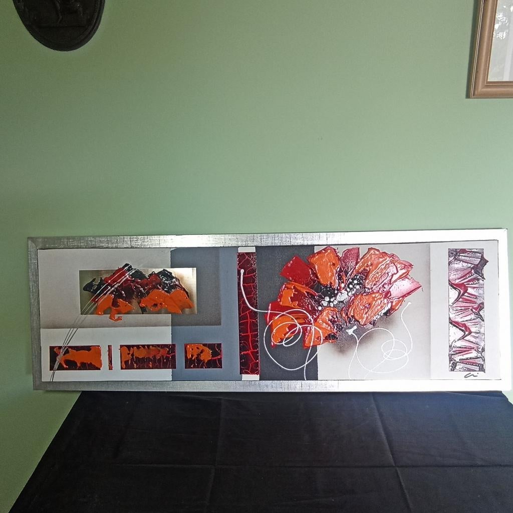Peinture abstraite moderne mixte — Panorama (100x33 cm), Enlèvement ou Envoi