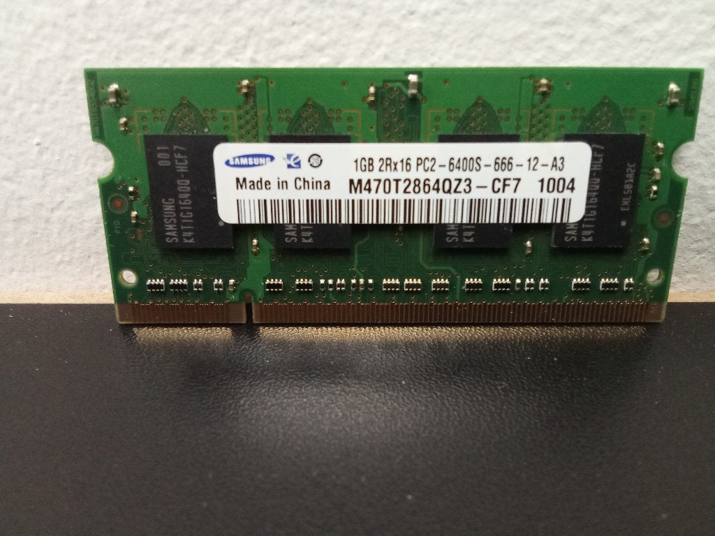 1 GB 2Rx16 PC2-6400S-666-12-A3, Computers en Software, RAM geheugen, Gebruikt, Laptop, 1 GB of minder, DDR2, Ophalen of Verzenden