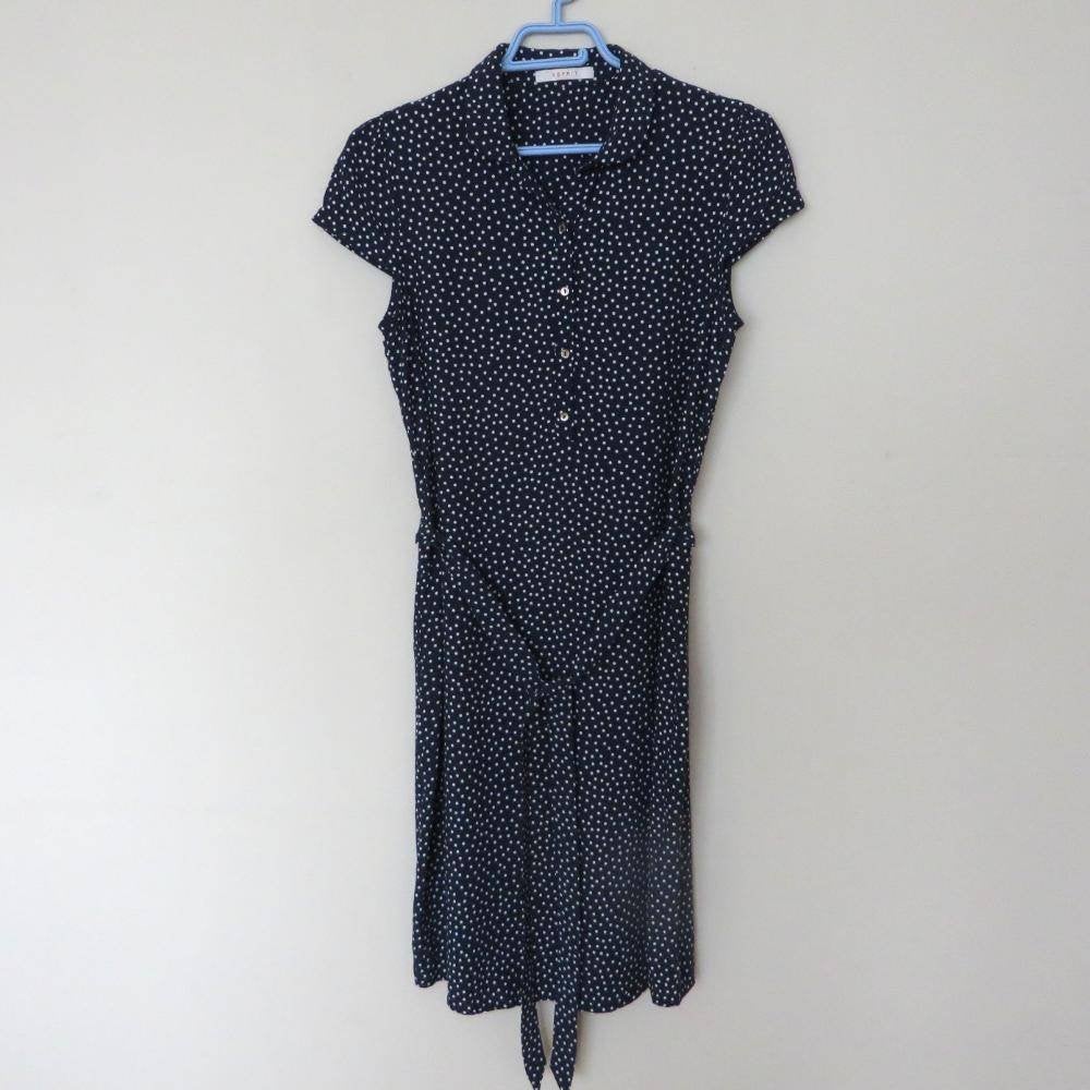 Jurk Esprit, blauw met witte stippen - maat D 38 / F 40, Kleding | Dames, Jurken, Maat 38/40 (M), Blauw, Ophalen of Verzenden