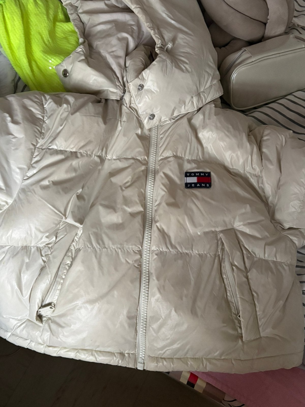 Tommy jeans winter jas creme kleur, Enlèvement, Porté